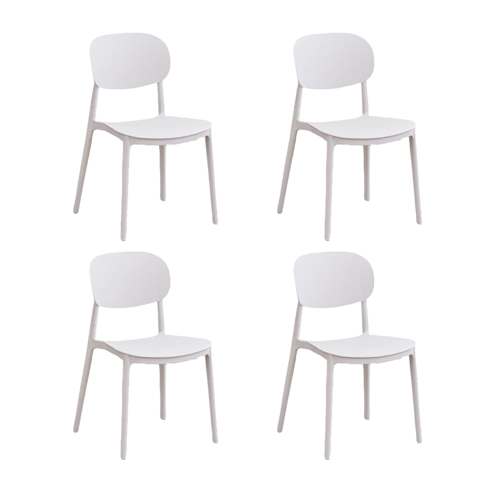SILLA MILAN, COLOR BLANCO, CON ESPALDAR Y DISEÑO MODERNO X4