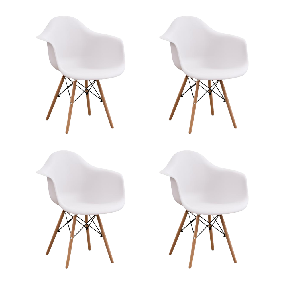 SILLA DELIA, COLOR BLANCO, CON ESPALDAR Y PATAS EN MADERA X4
