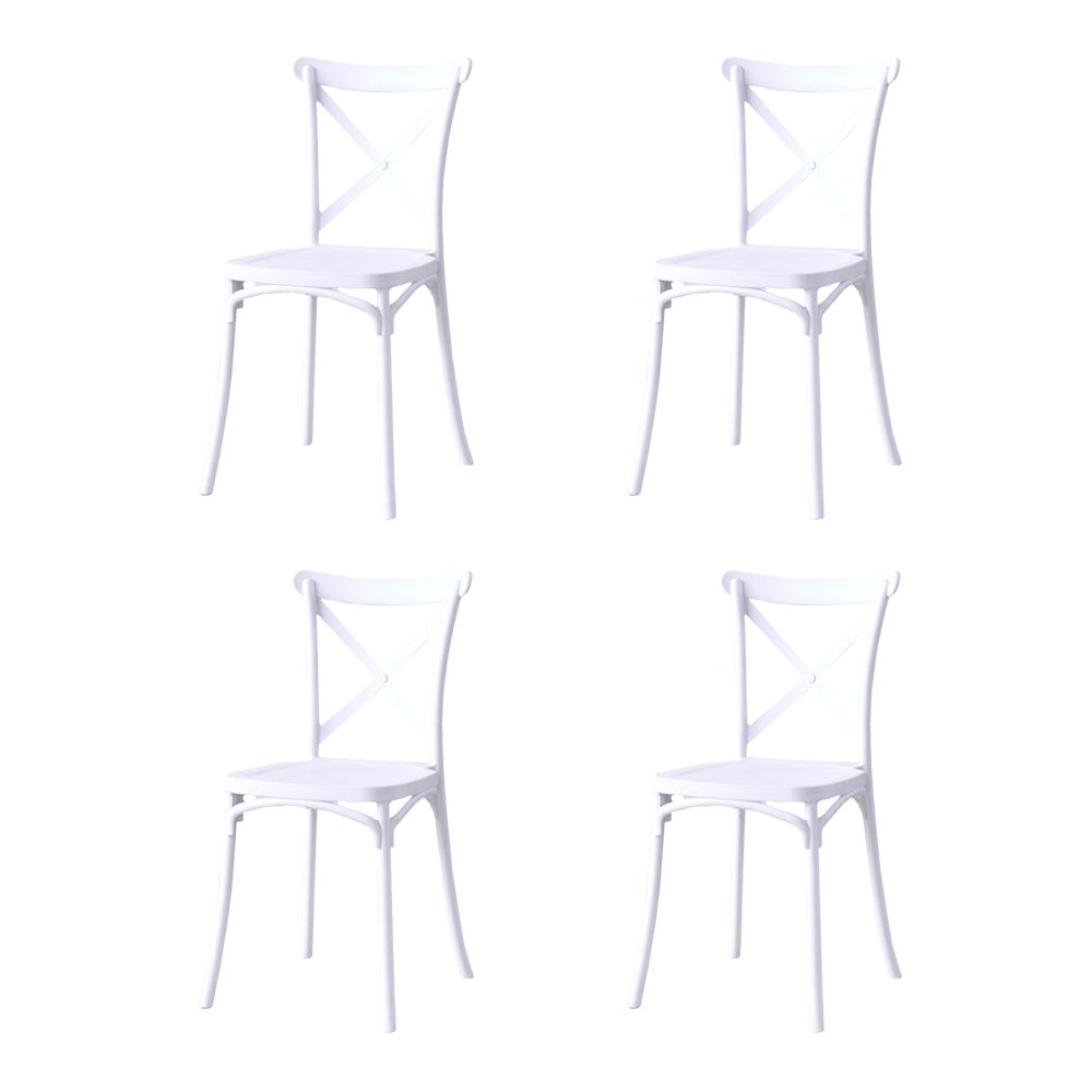 SILLA BETANY, COLOR BLANCO, CON ESPALDAR Y DISEÑO MINIMALISTA X4