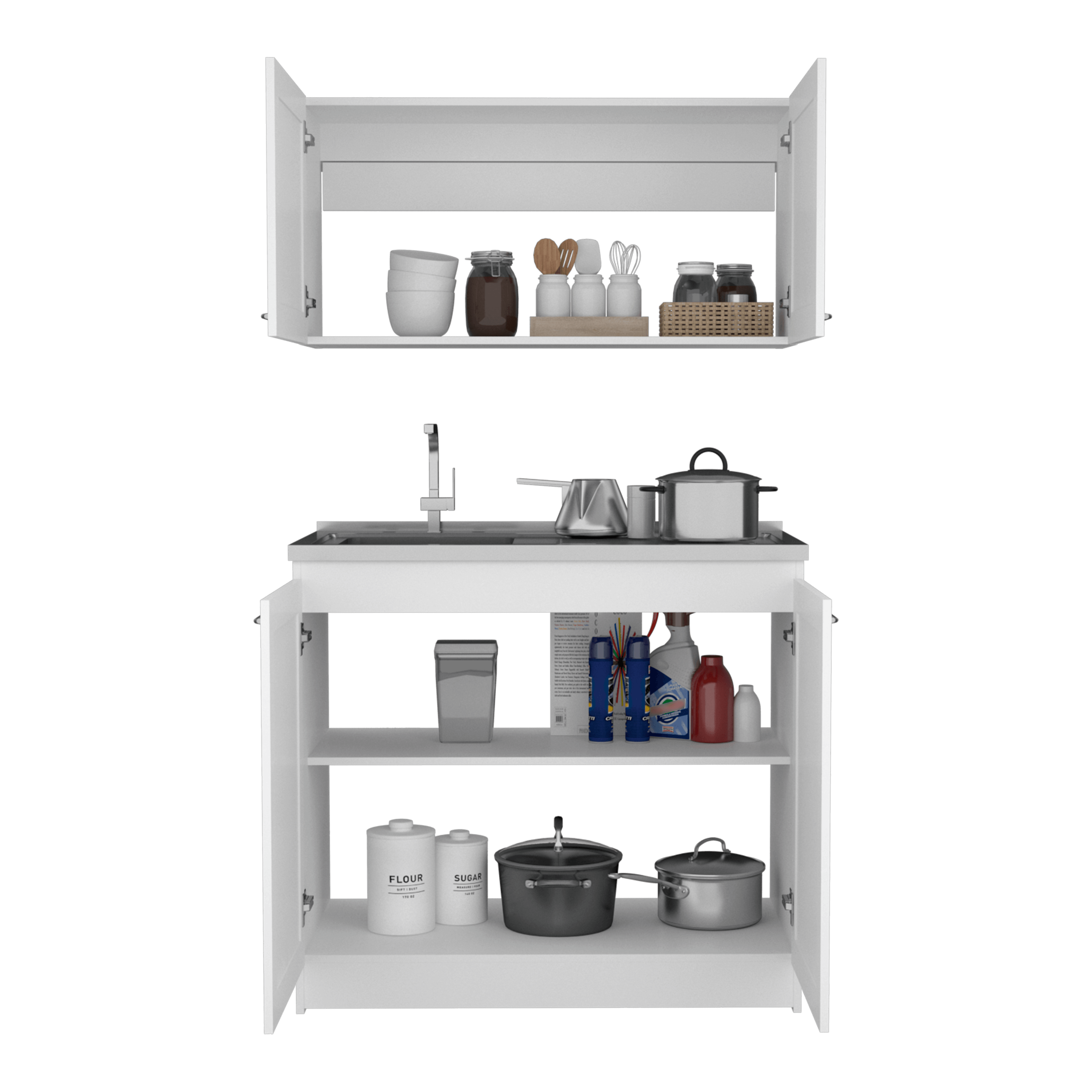 COCINA INTEGRAL TORONTO, BLANCO, INCLUYE MESÓN IZQUIERDO ZF