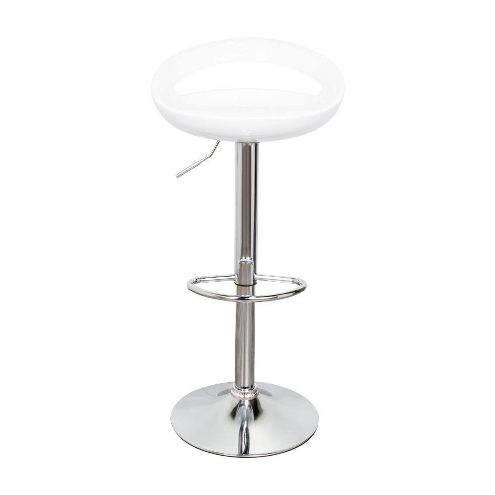 KIT DE CUATRO SILLAS BAR TURÓN, BLANCO,  BASE METAL CROMADO