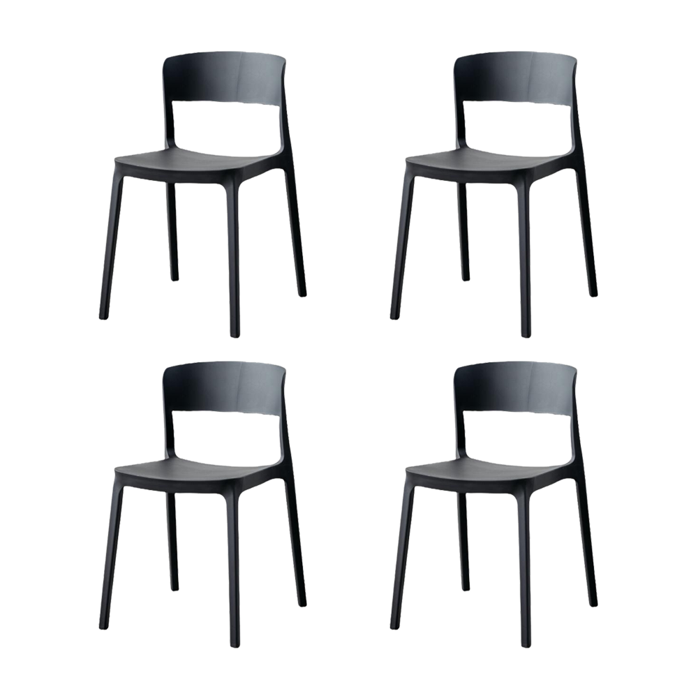 SILLA MONACO, COLOR NEGRO, CON ESPALDAR Y DISEÑO MODERNO X4