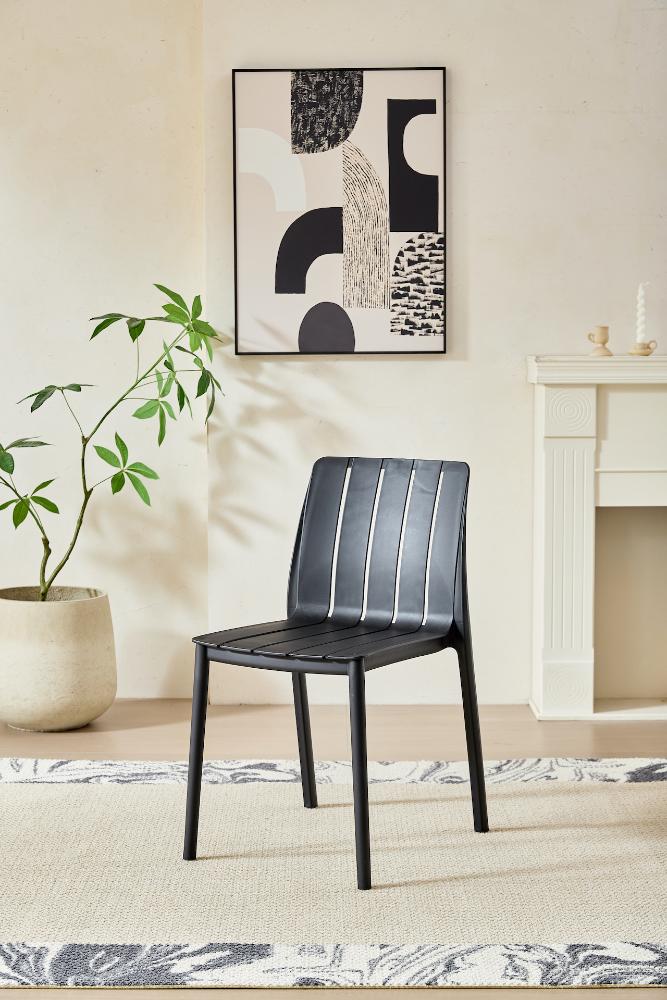 SILLA ALICE, COLOR NEGRO, CON ESPALDAR Y DISEÑO MINIMALISTA X4