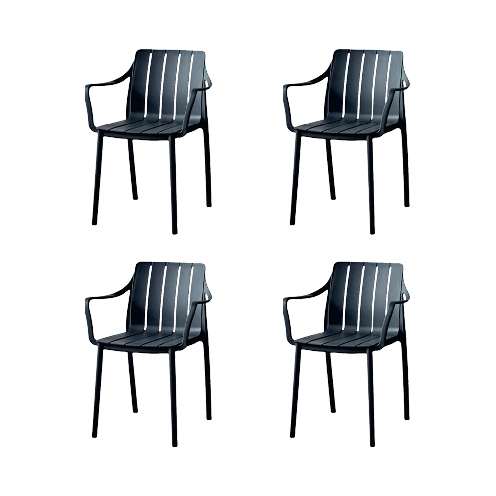 SILLA ALICE CON BRAZOS, COLOR NEGRO, CON ESPALDAR Y DISEÑO MINIMALISTA X4