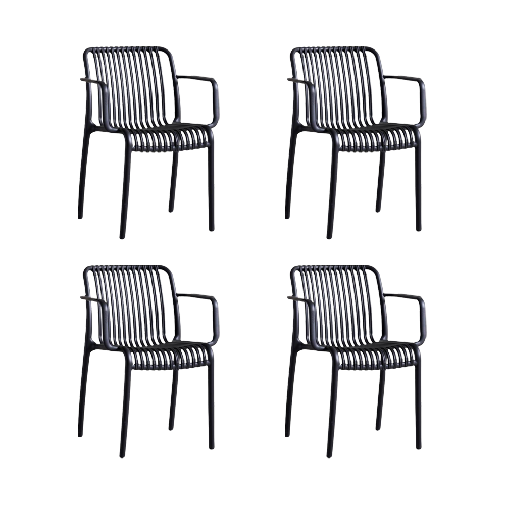 SILLA TERRA CON BRAZOS, COLOR NEGRO, CON ESPALDAR X4