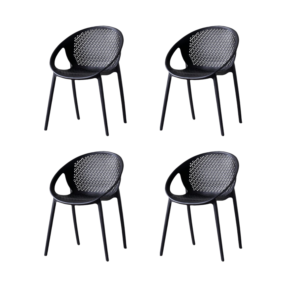 SILLA SELVA CON BRAZOS, COLOR NEGRO, CON ESPALDAR X4