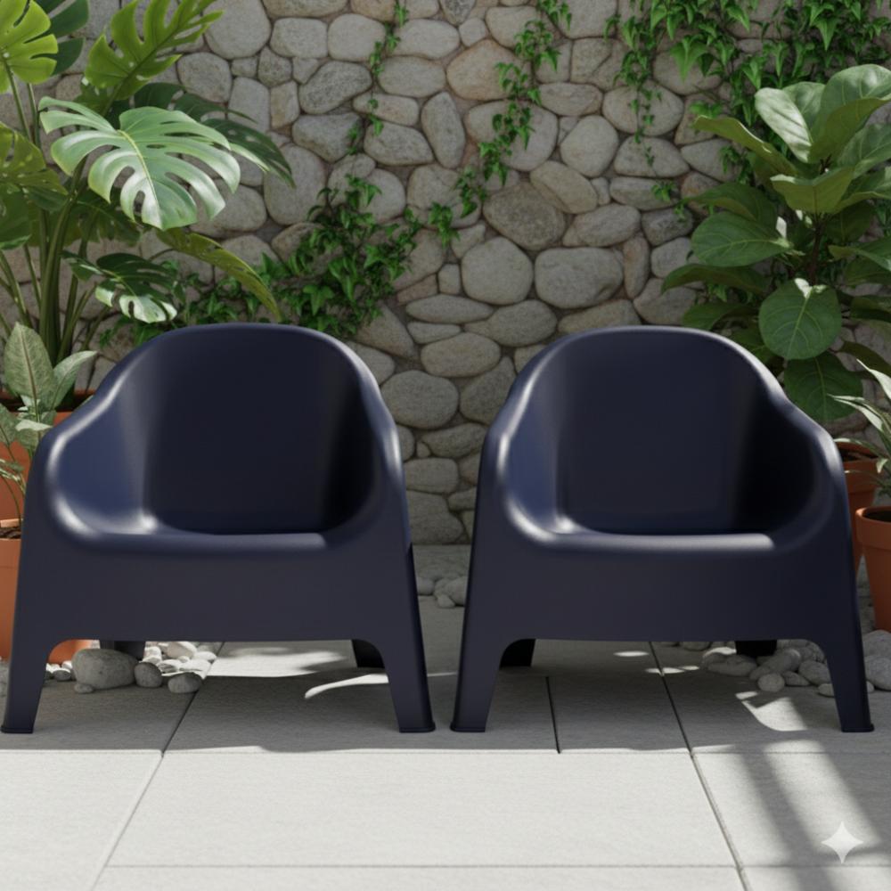 Silla Launge Sun, Negro, cómoda para terraza o jardín