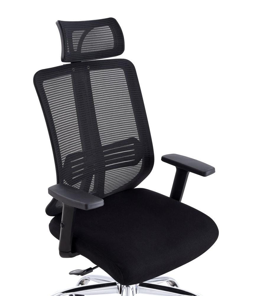 SILLA OFICINA X-123B, WENGUE, CON CÓMODO ESPALDAR Y RODACHINES