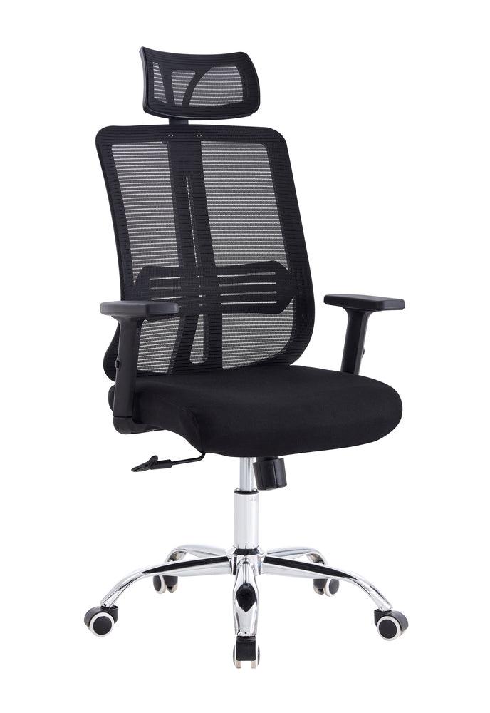 SILLA OFICINA X-123B, WENGUE, CON CÓMODO ESPALDAR Y RODACHINES