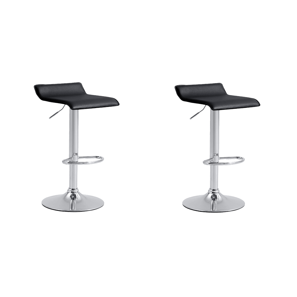 KIT DE DOS SILLAS BAR RECIFES, NEGRO, BASE METAL CROMADO, DISEÑO MODERNO