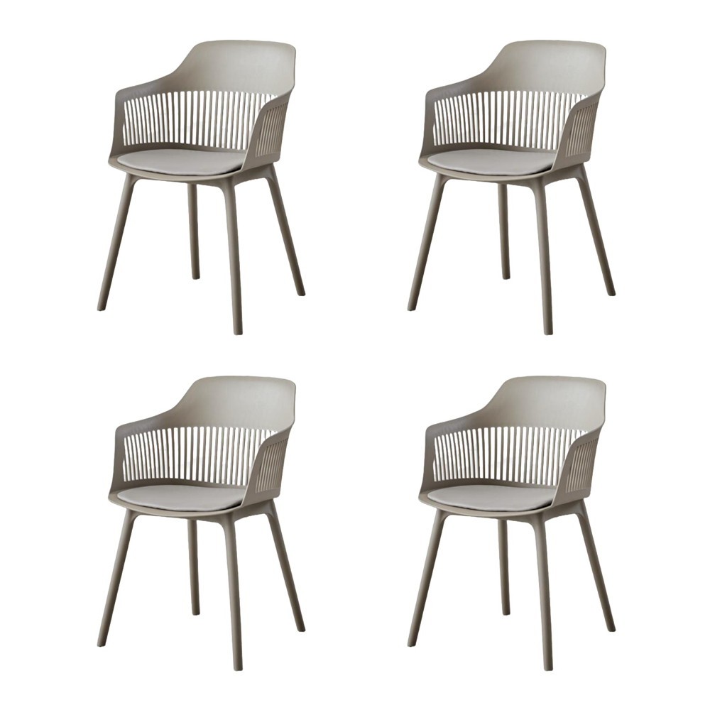 SILLA CON COJIN MAX, COLOR TAUPE, CON ESPALDAR Y COJÍN X4