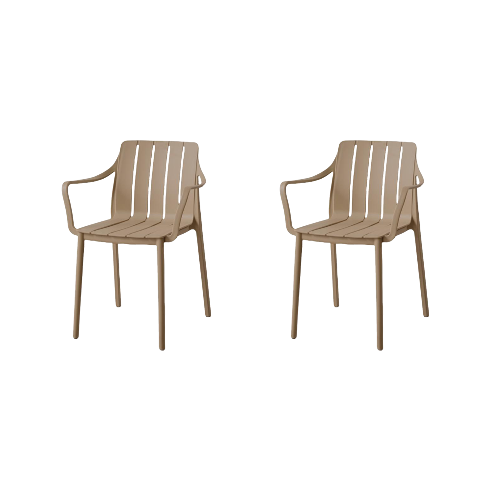 SILLA ALICE CON BRAZOS, COLOR TAUPE, CON ESPALDAR Y DISEÑO MINIMALISTA X2
