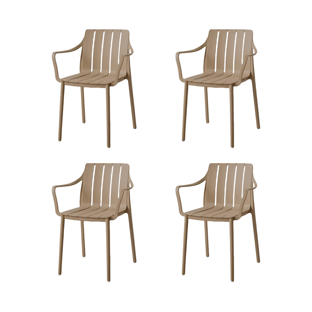 SILLA ALICE CON BRAZOS, COLOR TAUPE, CON ESPALDAR Y DISEÑO MINIMALISTA X4