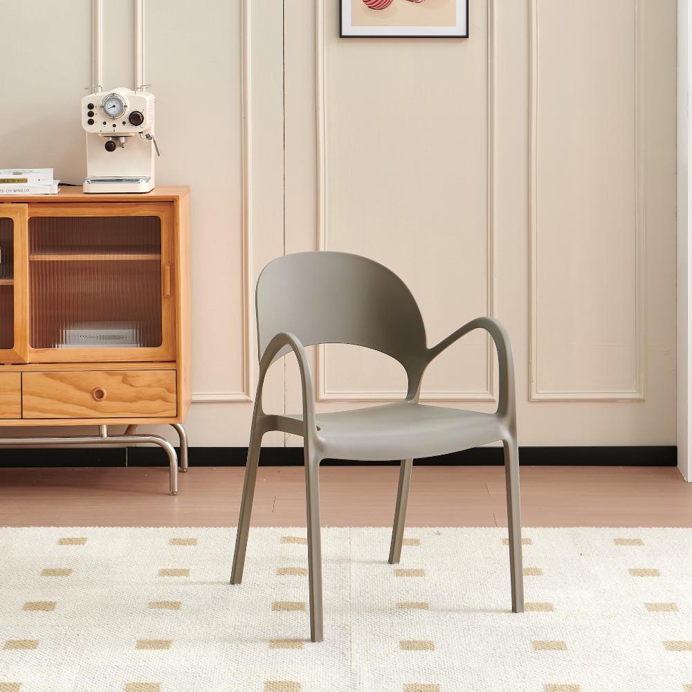 Silla Bremen, Taupe, Con espaldar, reposa brazos y diseño minimalista
