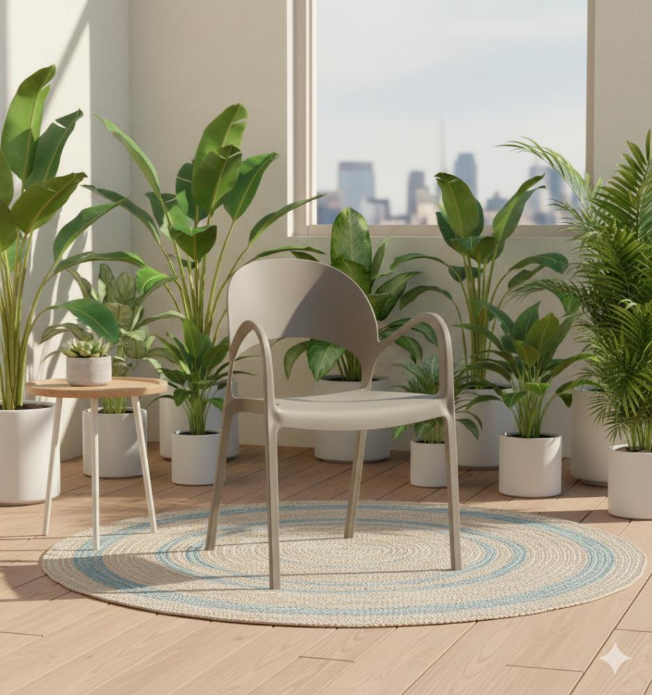 Silla Bremen, Taupe, Con espaldar, reposa brazos y diseño minimalista