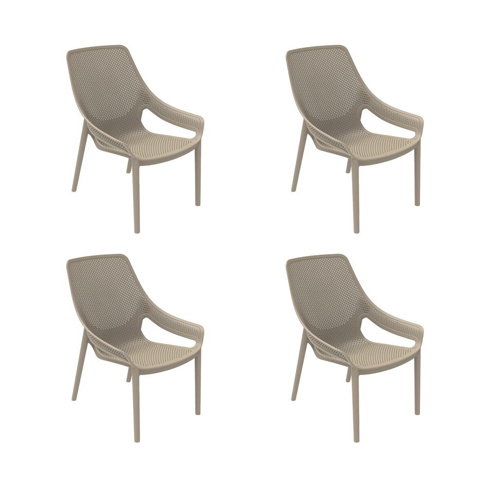 Silla Launge Ibiza, Taupe, con espaldar y reposa brazos X4