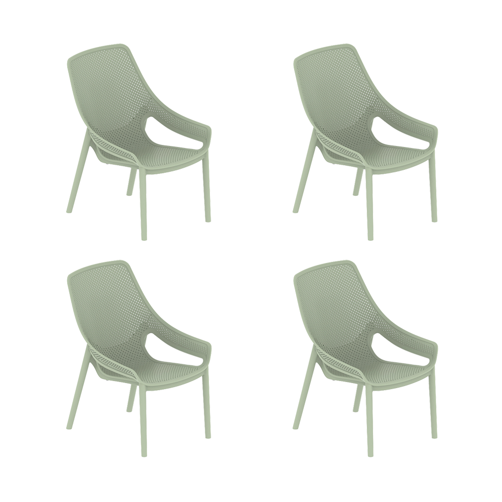 Silla Launge Ibiza, Verdematcha, con espaldar y reposa brazos X4