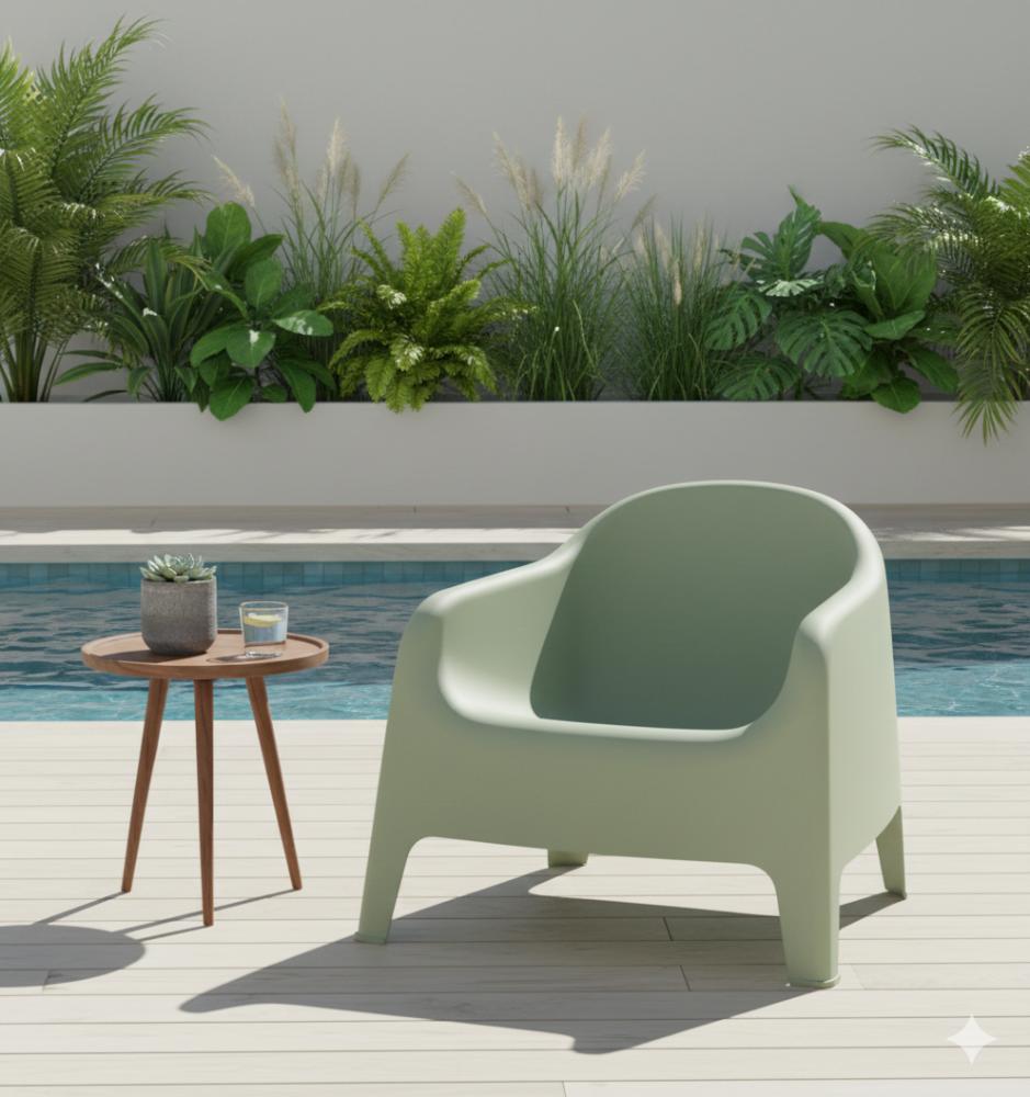 Silla Launge Sun, Verdematcha, cómoda para terraza o jardín