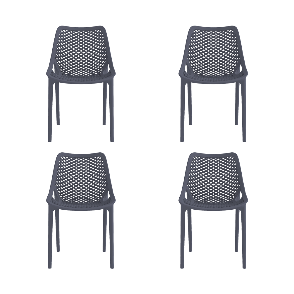 Silla Miame, Gris Oscuro, con espaldar y reposa brazos X4