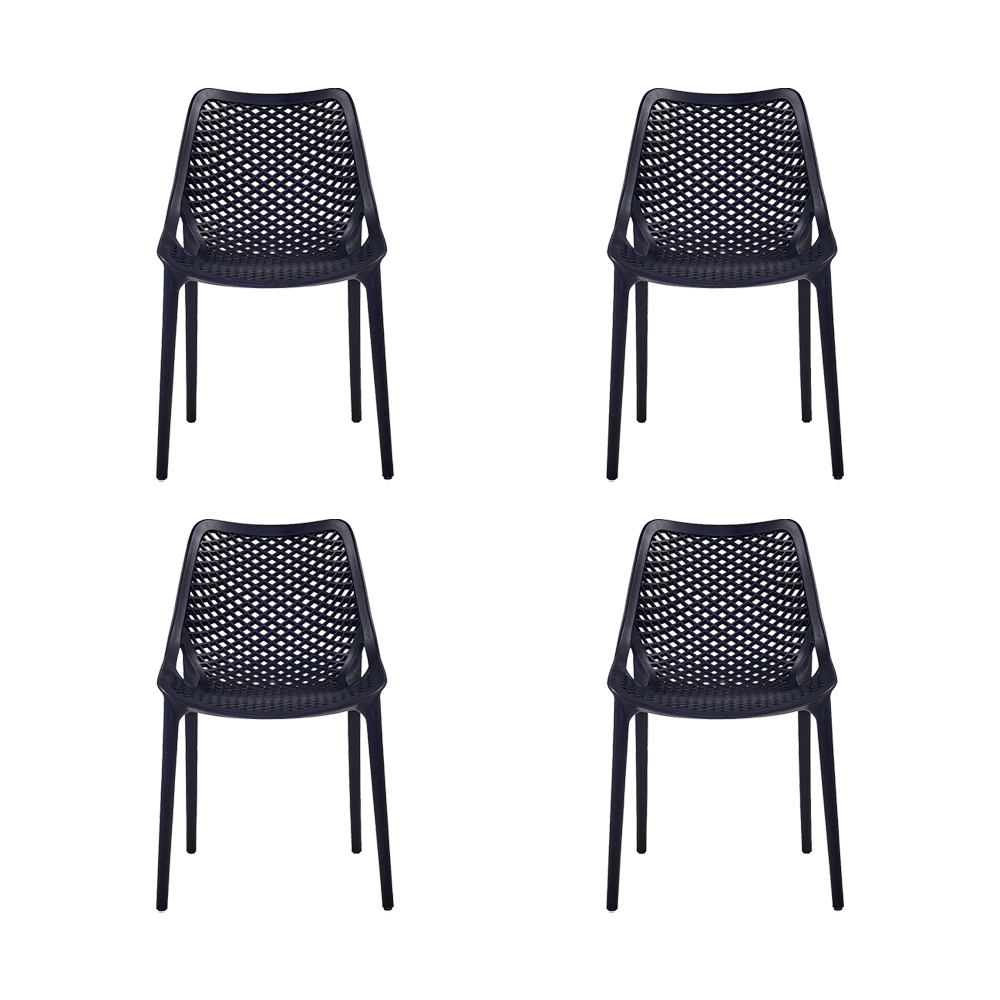 Silla Miame, Negro, con espaldar y reposa brazos X4