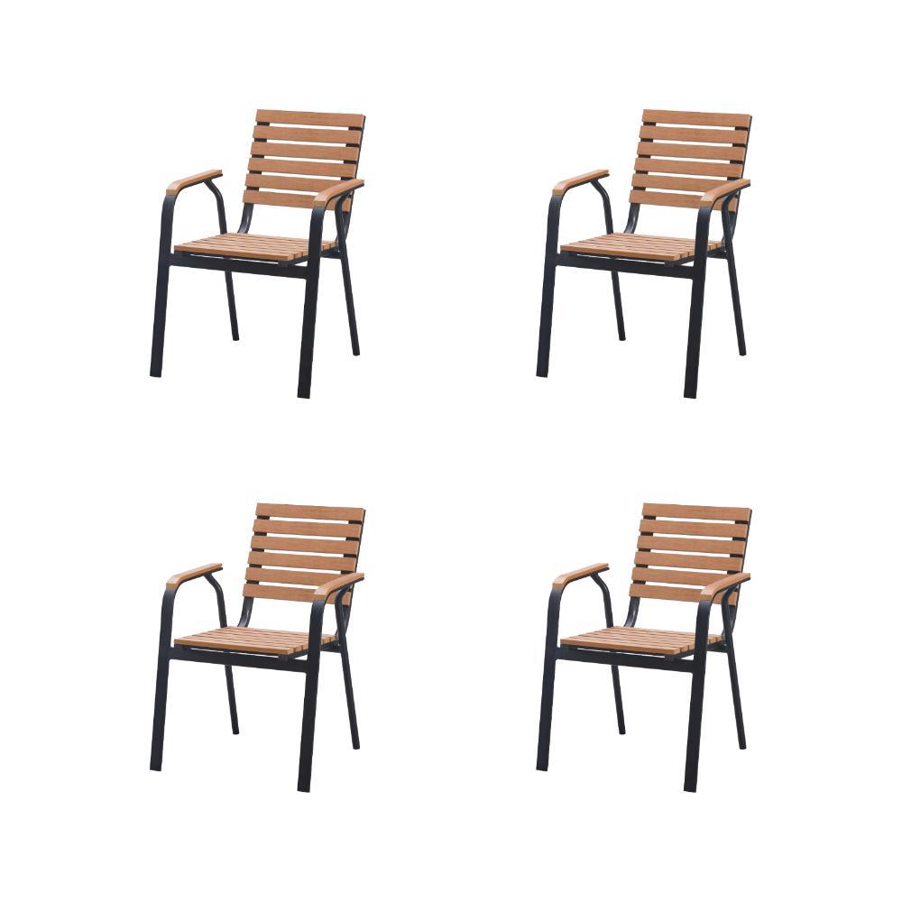 SILLAS COMEDOR EXTERIOR RAPEL, AMARILLO Y NEGRO, CON CÓMODO ESPALDAR X4