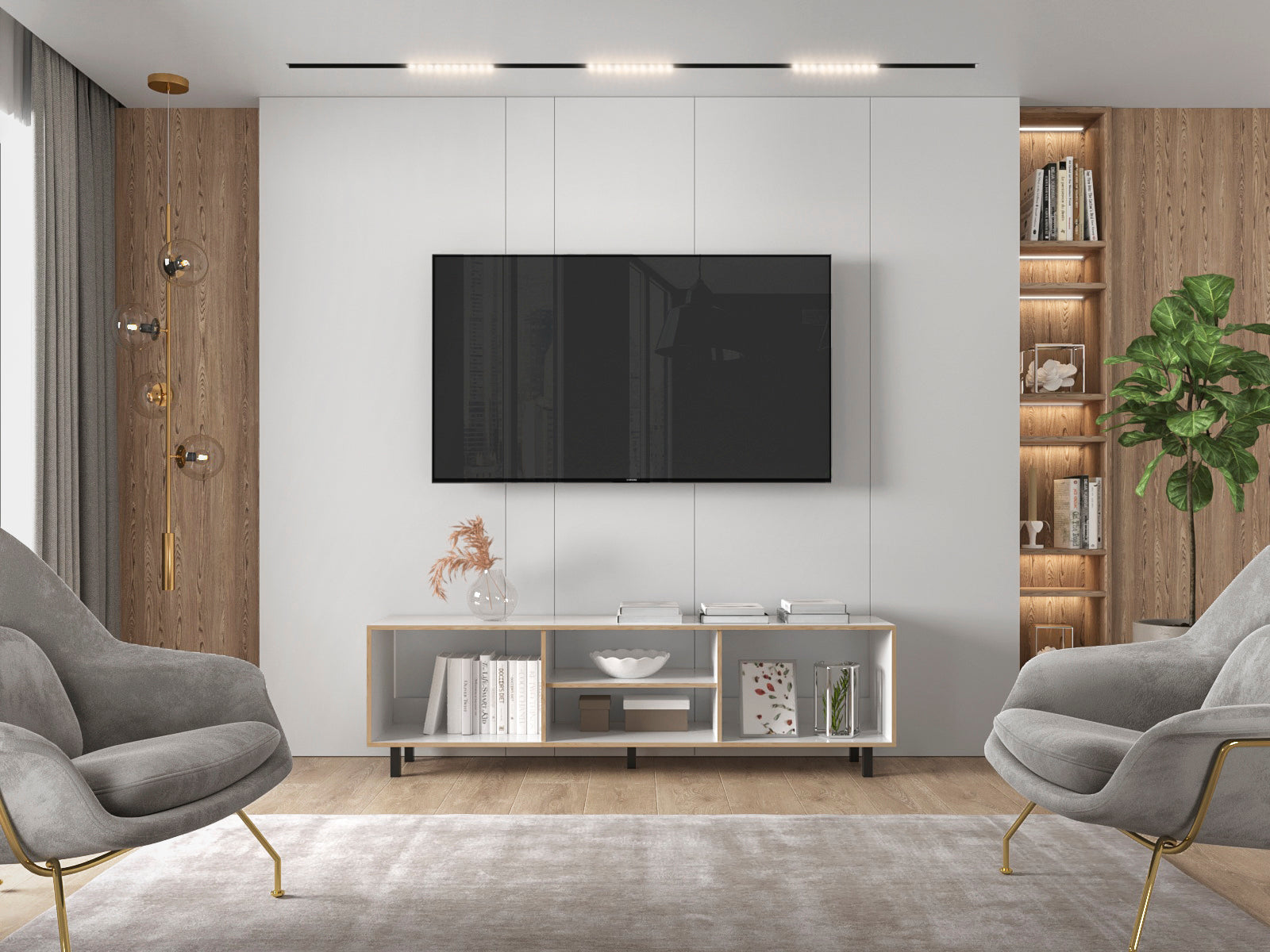 COPIA DE MESA PARA TV TUNEZ BLANCO Y CAFÉ CLARO PARA TELEVISOR HASTA 70 PULGADAS