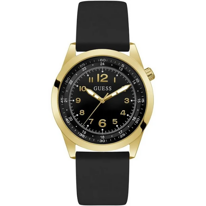 GUESS-GW0494G2- MAX MEN 42 MM STAINLESS STEEL DORADO-NEGRO SILICONA QUARTZ