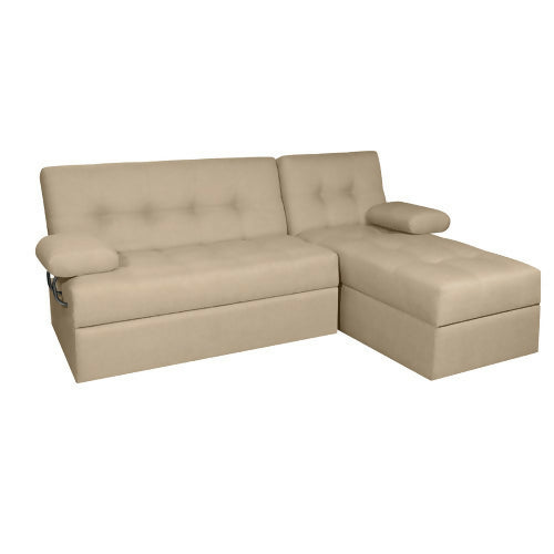 SOFA CAMA ANGELA EN L CON BRAZOS TELA BEIGE
