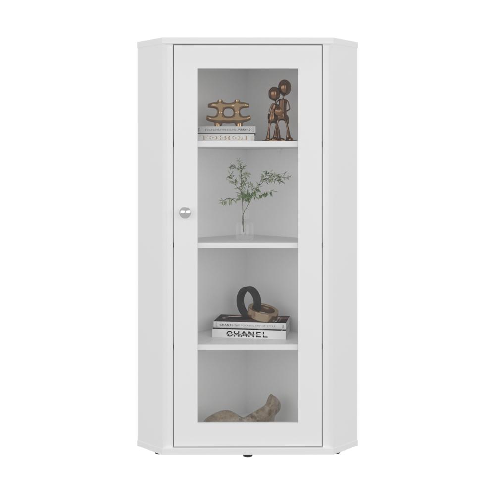 Vitrina Esquinera Genova, Kronos Blanco, con una puerta y cuatro entrepaños  ZF