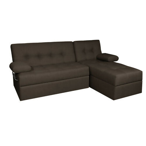 SOFA CAMA ANGELA EN L CON BRAZOS ANTIFLUIDOS CAFÉ