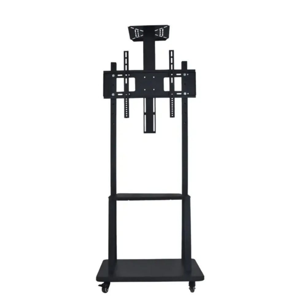 SOPORTE TV PEDESTAL PISO ESTANTE MESA 32 A 75 PULGADAS METÁLICO RUEDAS NEGRO