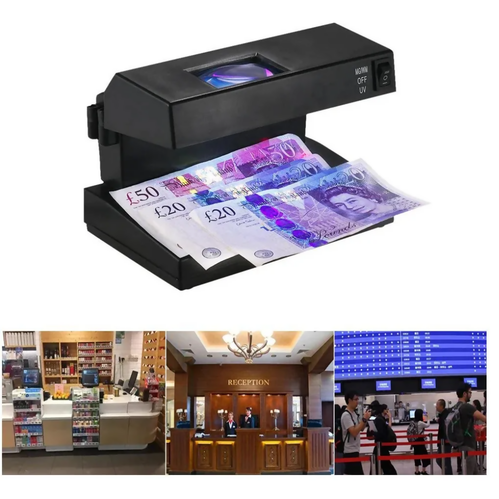 DETECTOR BILLETES FALSOS UV LUPA DETECTOR DÓLAR PESO 1S