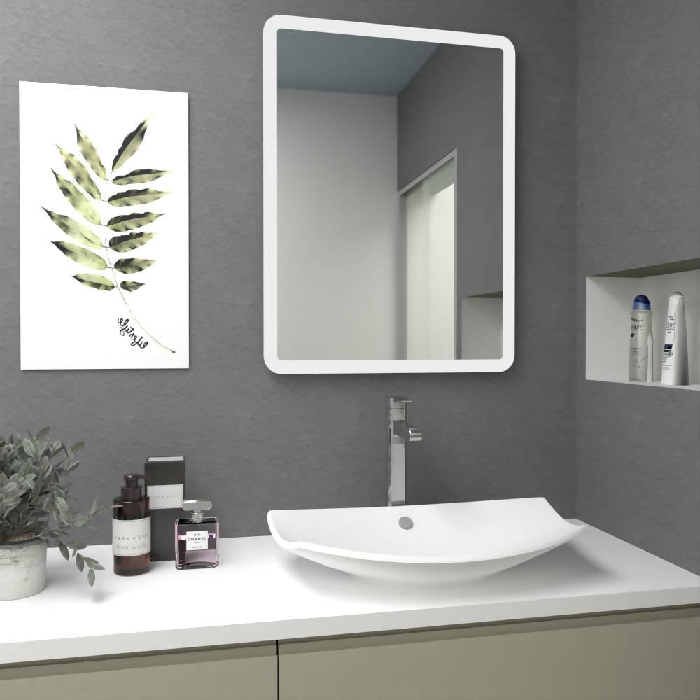 ESPEJO RECTANGULAR AREZZO, GRIS, CON DISEÑO EN SANDBLASTING