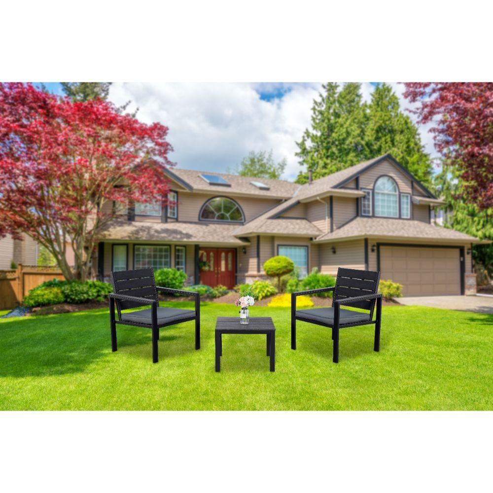 SALA DE EXTERIOR TURÍN , NEGRO Y GRIS, INCLUYE DOS SILLAS