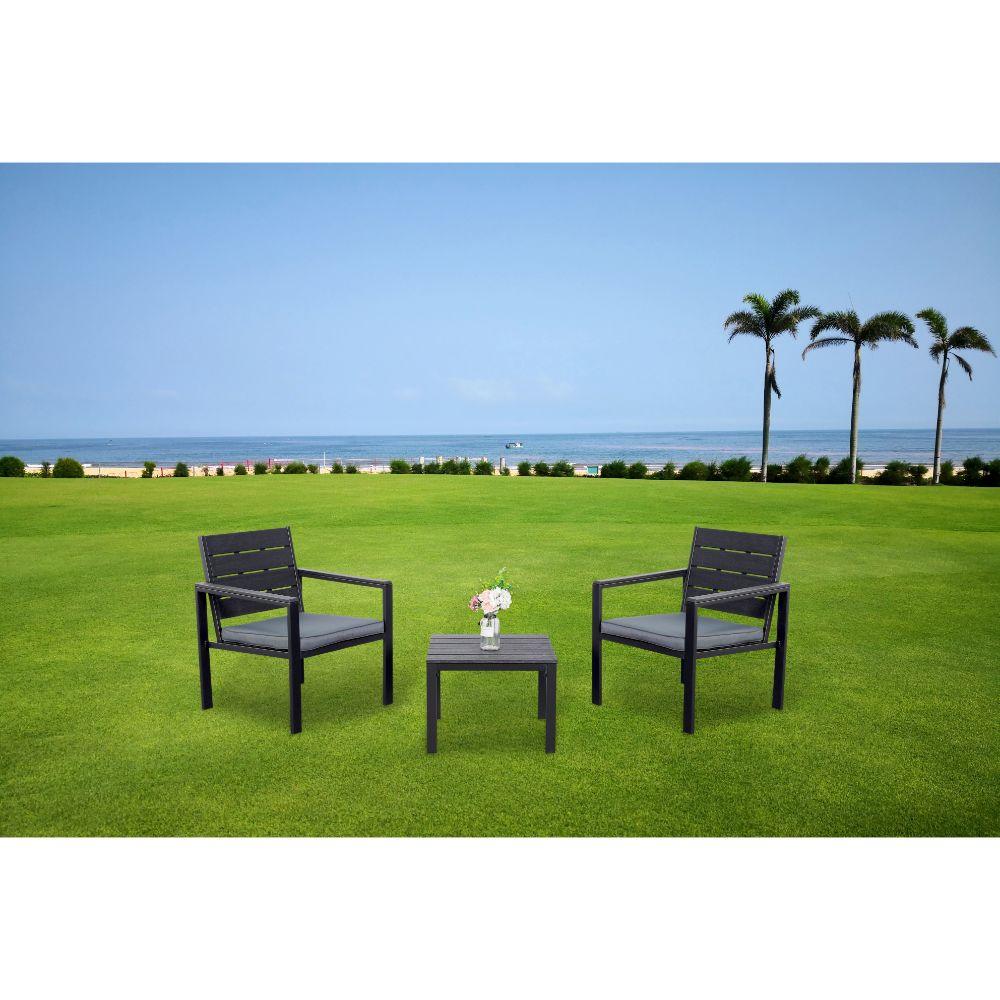 SALA DE EXTERIOR TURÍN , NEGRO Y GRIS, INCLUYE DOS SILLAS