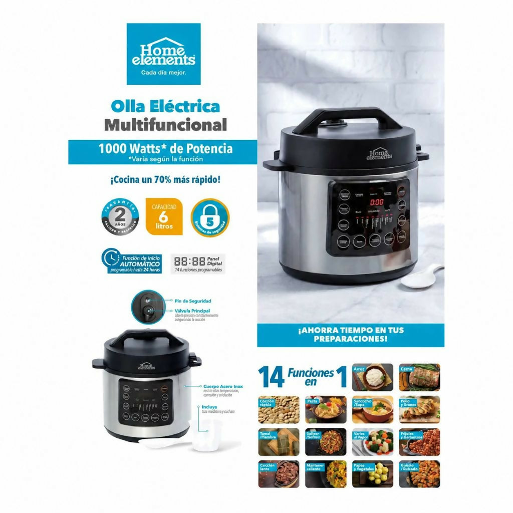 Olla HOME ELEMENTS Multifuncional 14 En 1 6Lts