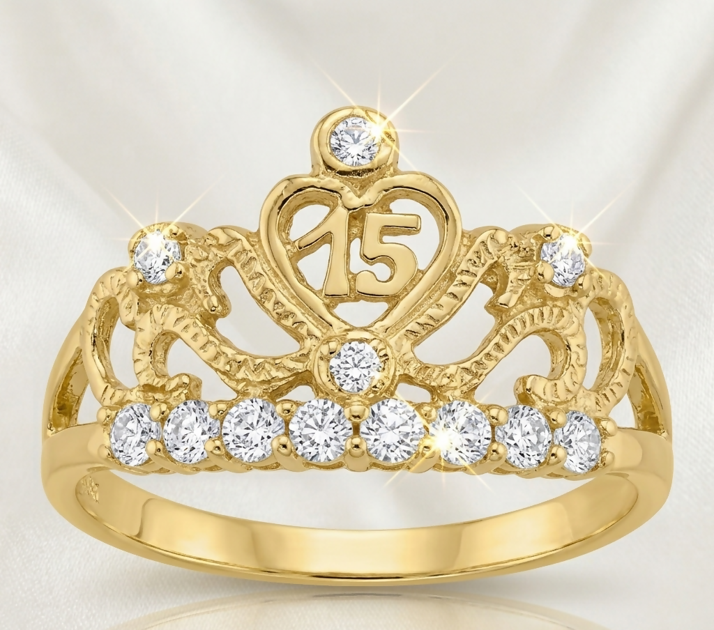 ANILLO DE QUINCE ENGASTADO CORONA