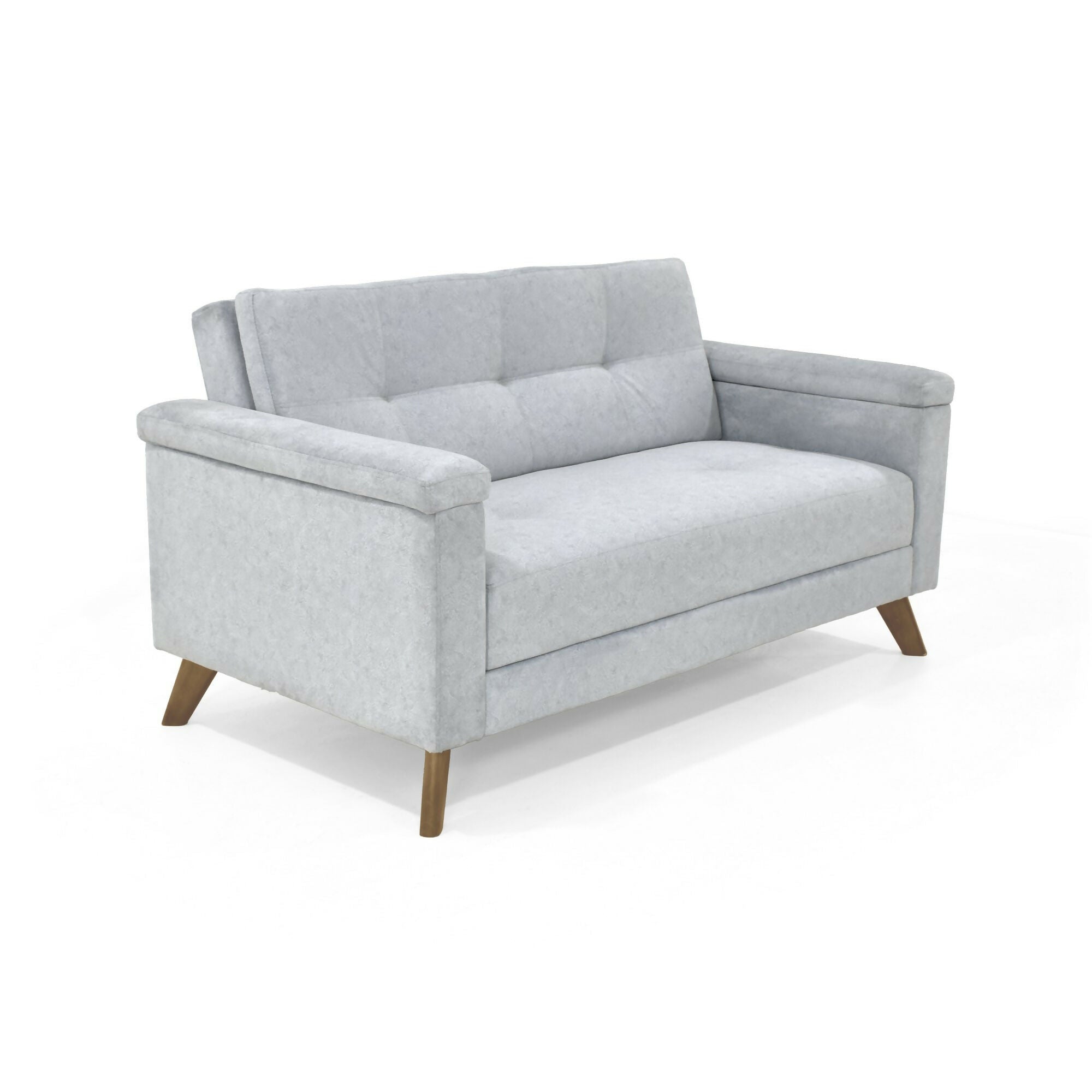 SOFA CARTER 2 PUESTOS 150X83X84 CON APOYA BRAZOS TELA PLATA