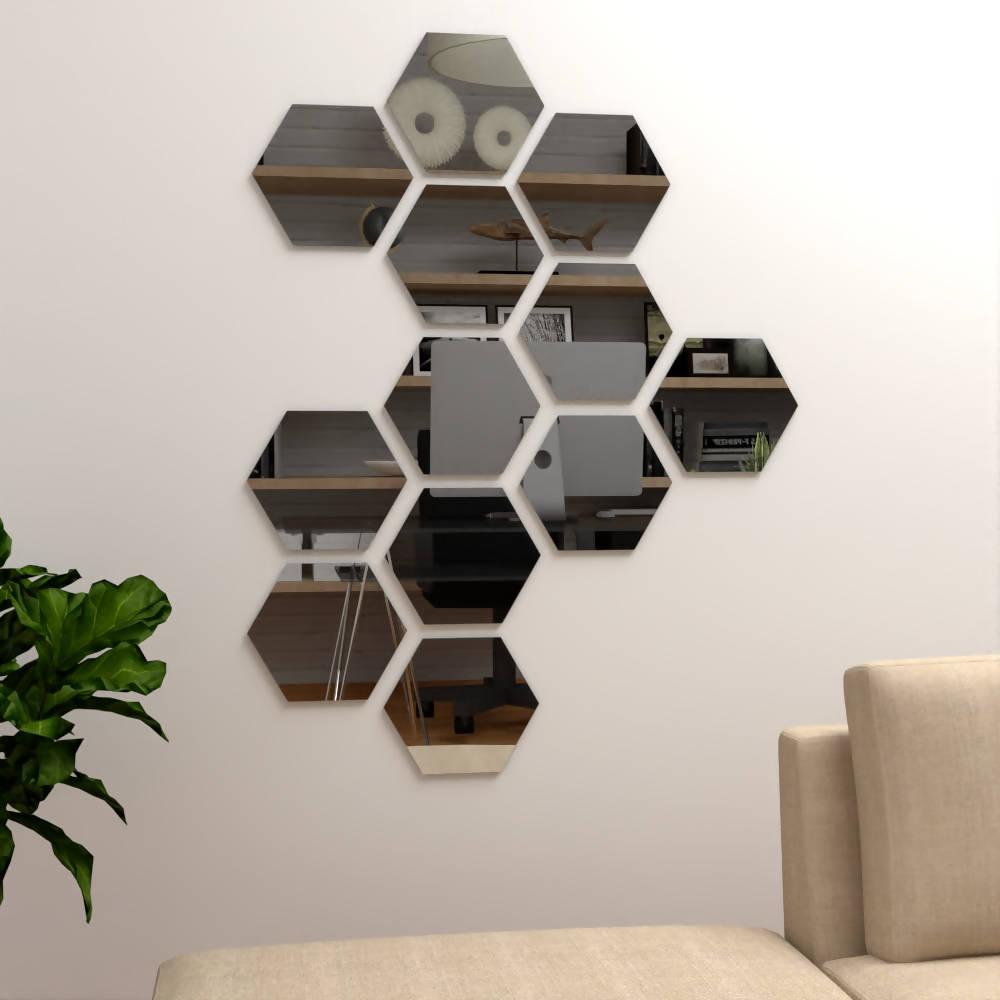 ESPEJO HEXAGONAL LIRIO, GRIS, DISEÑO MODERNO