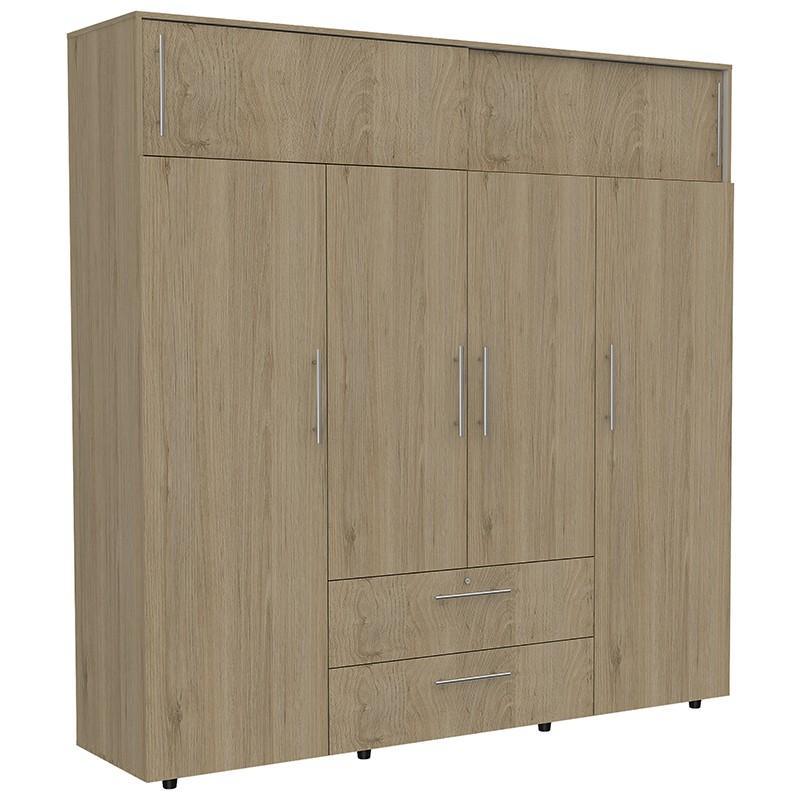 CLOSET BABEL, BEIGE Y BLANCO, CON CUATRO PUERTAS ABATIBLES Y CUATRO CAJONES MULTIUSOS