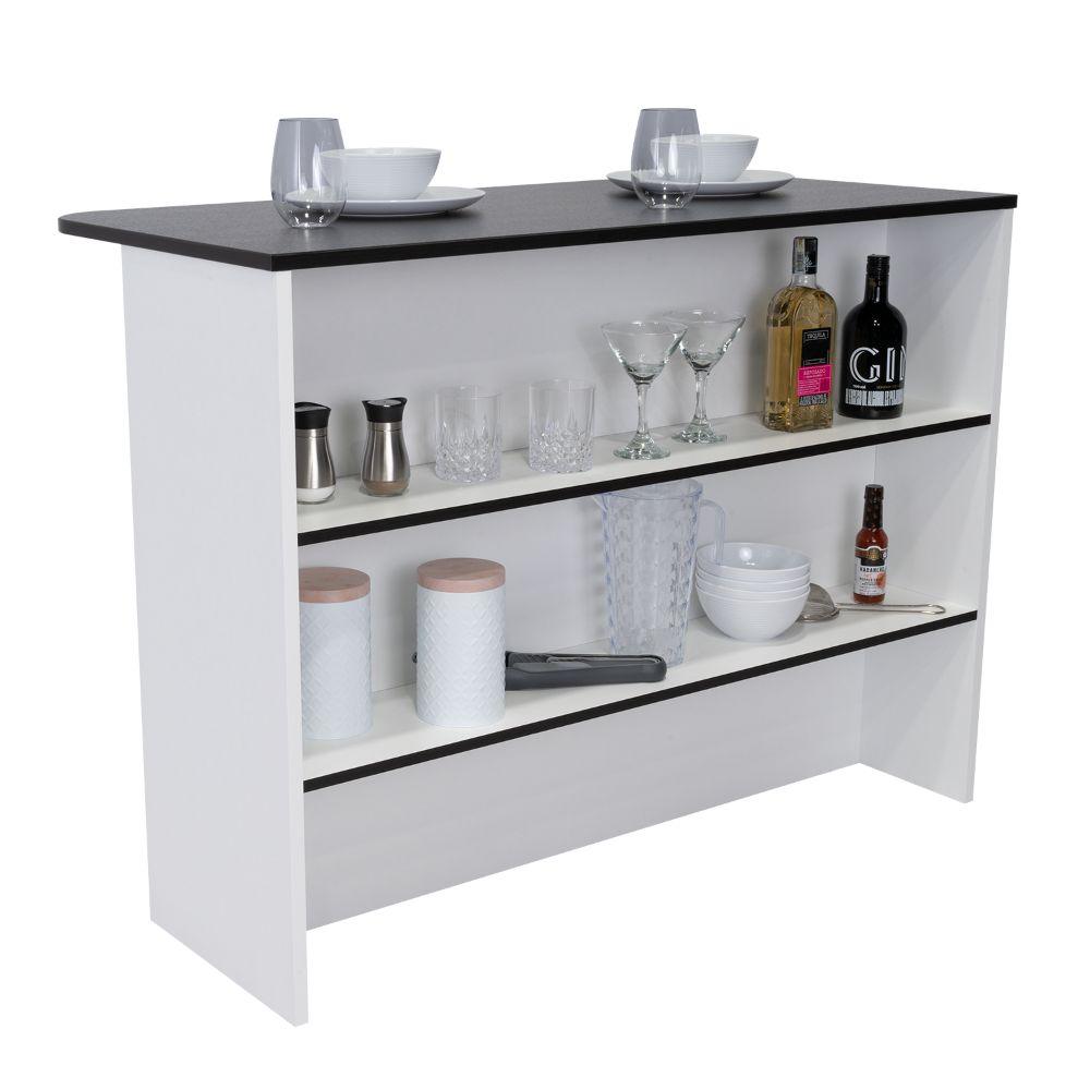 BARRA DE COCINA DIAMANTE, WENGUE Y BLANCO CON DOS ENTREPAÑOS