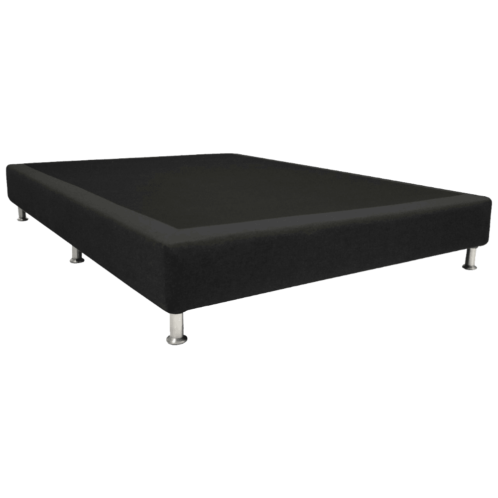 Base Cama Semidoble Woody, Negro, con Tendido de Tablas