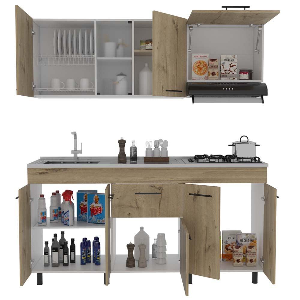 COCINA INTEGRAL MASON, CAFÉ CLARO Y BLANCO, INCLUYE MESÓN IZQUIERDO