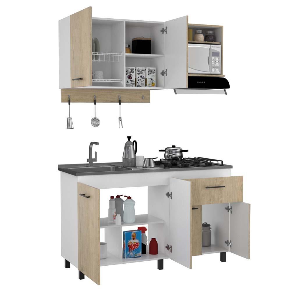 COCINA INTEGRAL KANE, BEIGE Y BLANCO, NO INCLUYE MESÓN