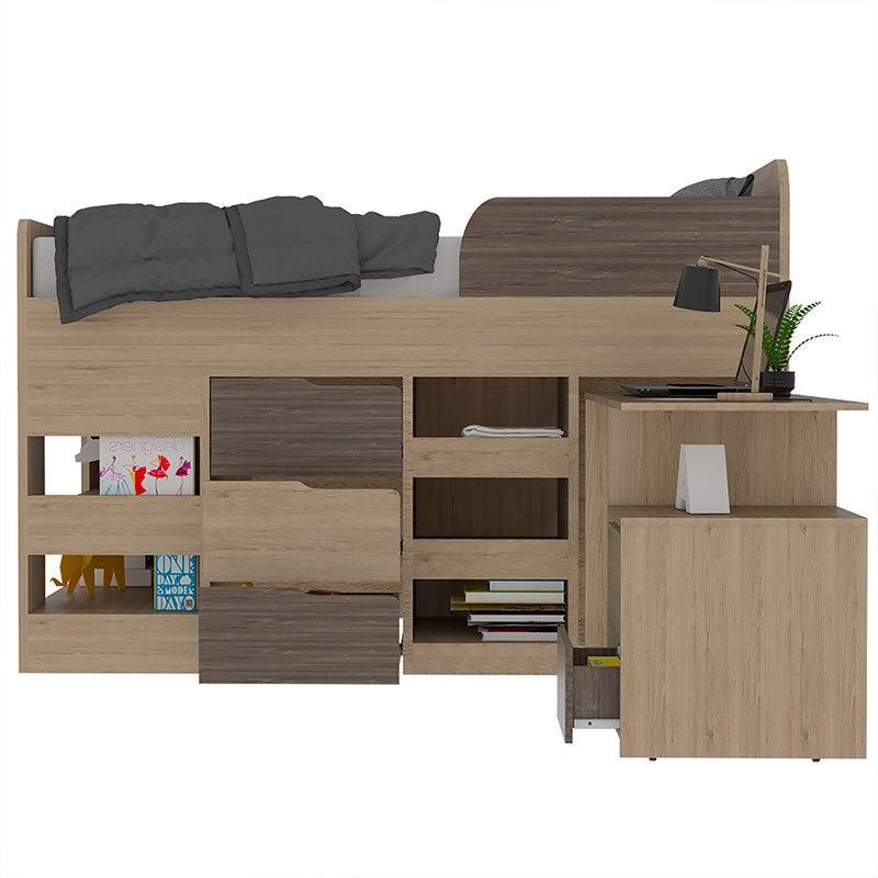 COMBO PARA HABITACIÓN FRESNO, BEIGE Y AVELLANA, INCLUYE CAMA Y ESCRITORIO