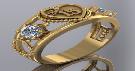 ANILLO 15 AÑOS CORAZON CON DOS CIRCONES