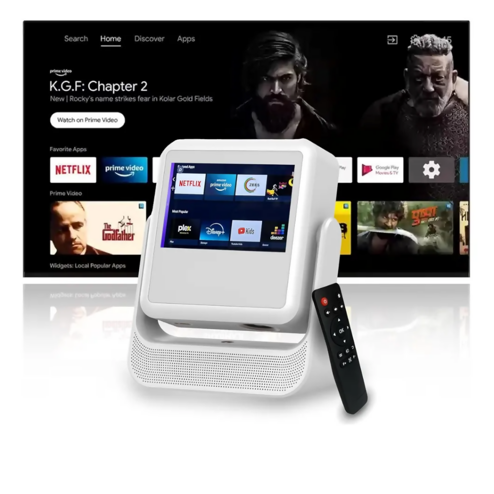 PROYECTOR VIDEO BEAM PORTÁTIL AUTO ENFOQUE 4K PANTALLA WIFI BLANCO 110V