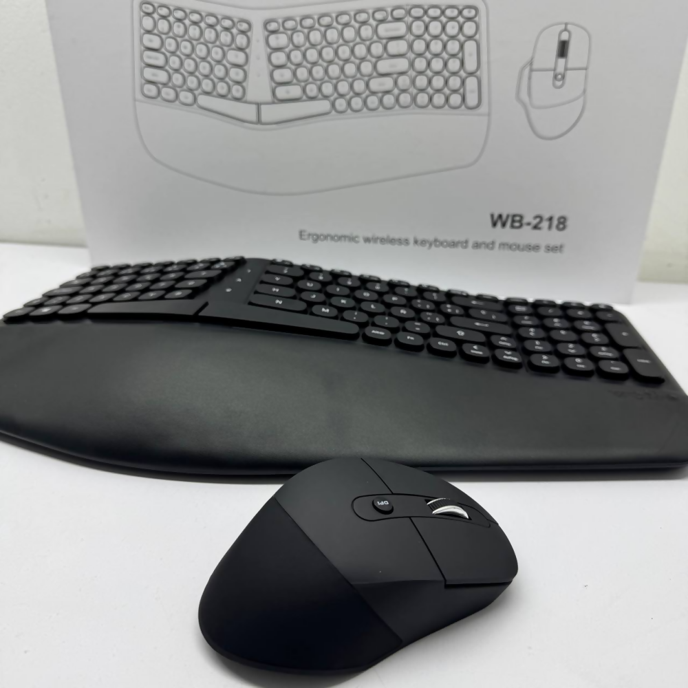 COMBO TECLADO MOUSE INALÁMBRICO ERGONÓMICO RECEPTOR USB WEIB