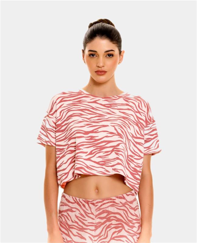 CAMISETA DE PIJAMA | CUELLO REDONDO | SILUETA SUELTA_ REF: 17643