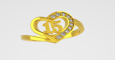 ANILLO 15 AÑOS CORAZÓN ENGASTADO